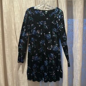Black, lilac and dusty blue velveteen mini dress size M